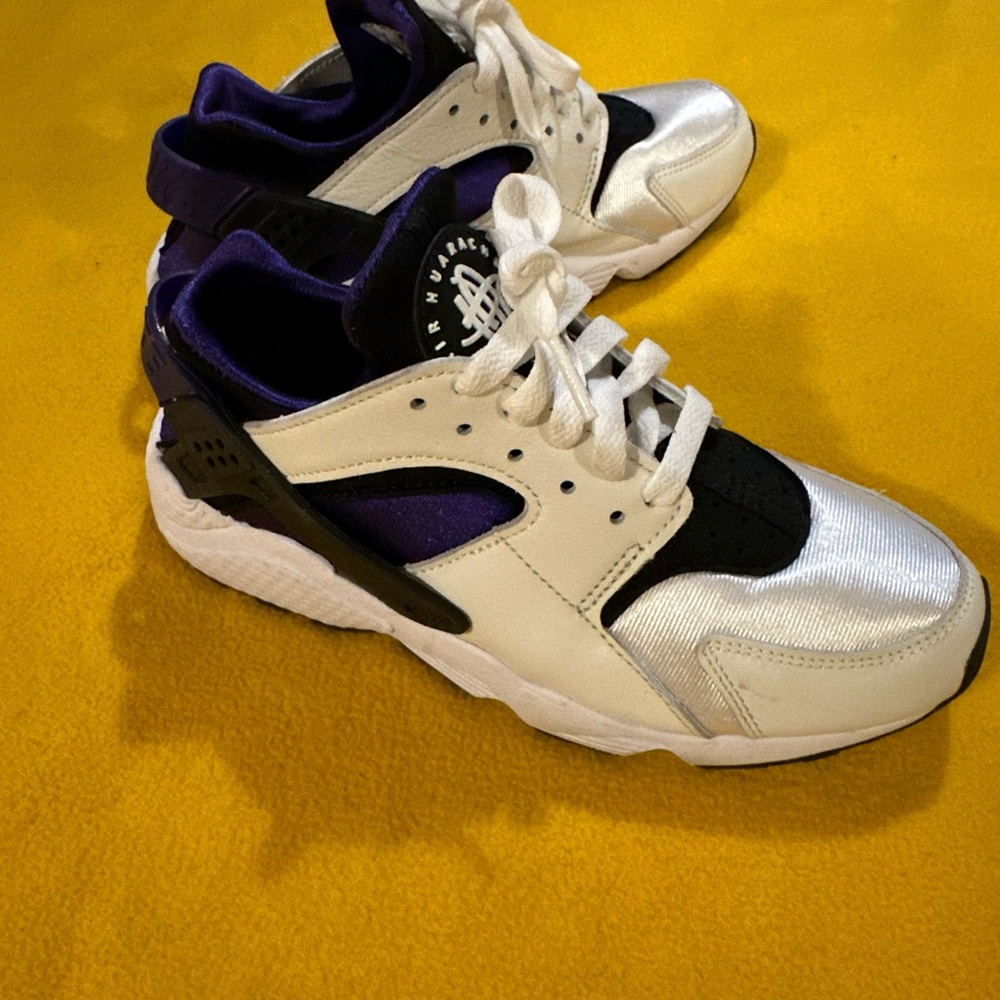 Women’s White and Purple Nike Hurache Sneakers